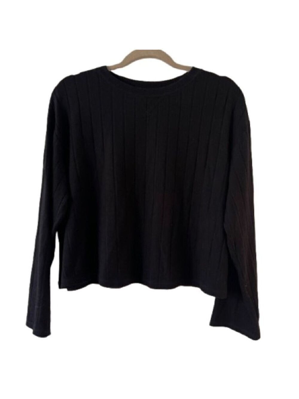 BP Brass Plum Nordstrom Cropped Long Sleeve Boxy Ribbed Knit Top. Size XXS